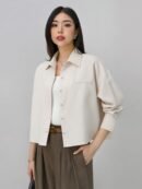 Office Shirt-Best Quality Semiwool-Short Style - Beige Oat