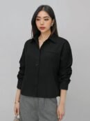 Office Shirt-Best Quality Semiwool-Short Style - Black