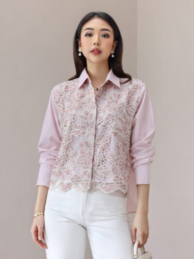 Ivy Lace Short / Long Top Anti Kusut Corliss - Dusty Pink Short Motif D
