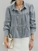 Jin-Woo Jeans Top - Light Greyish Blue