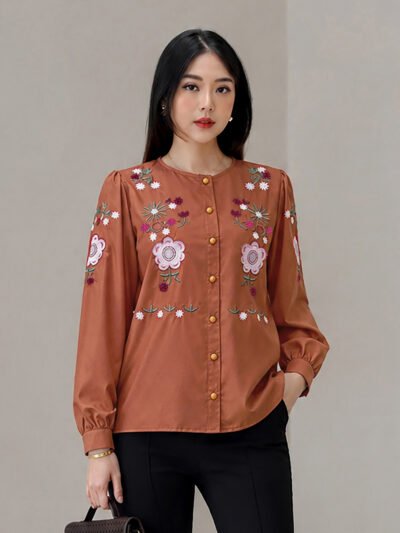 Stella Embroidery Top - Modern Bronze Tangan Panjang