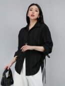 Tigris Tencel Stripe Shirt - Black
