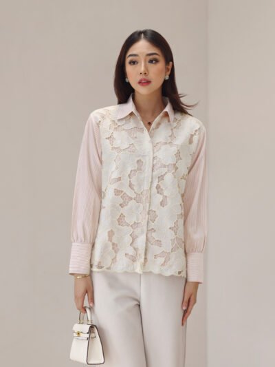 Ivy Lace Short / Long Top Anti Kusut Corliss - Soft Blush Long