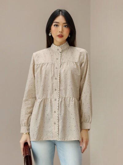 Melody Laser Embroidery (Long and Short) - Smoke Beige B Long