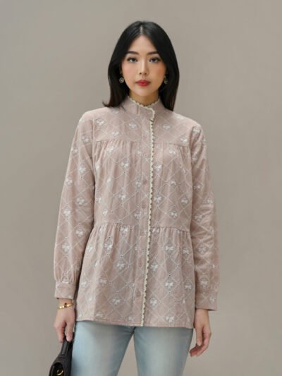 Melody Laser Embroidery (Long and Short) - Dusty Pink Taupe Long