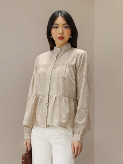 Melody Laser Embroidery (Long and Short) - Smoke Beige B Short