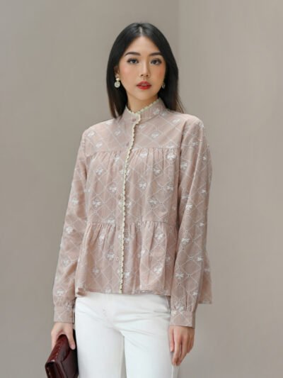 Melody Laser Embroidery (Long and Short) - Dusty Pink Taupe Short