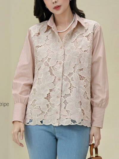 Ivy Lace Short / Long Top Anti Kusut Corliss - Salem Blush Long