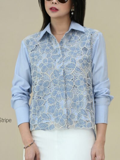 Ivy Lace Short / Long Top Anti Kusut Corliss - Blue Short