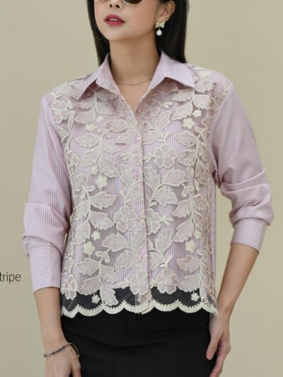 Ivy Lace Short / Long Top Anti Kusut Corliss - Dusty Pink