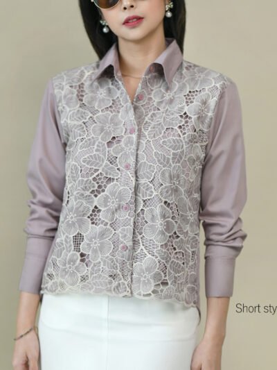 Ivy Lace Short / Long Top Anti Kusut Corliss - Mauve Short