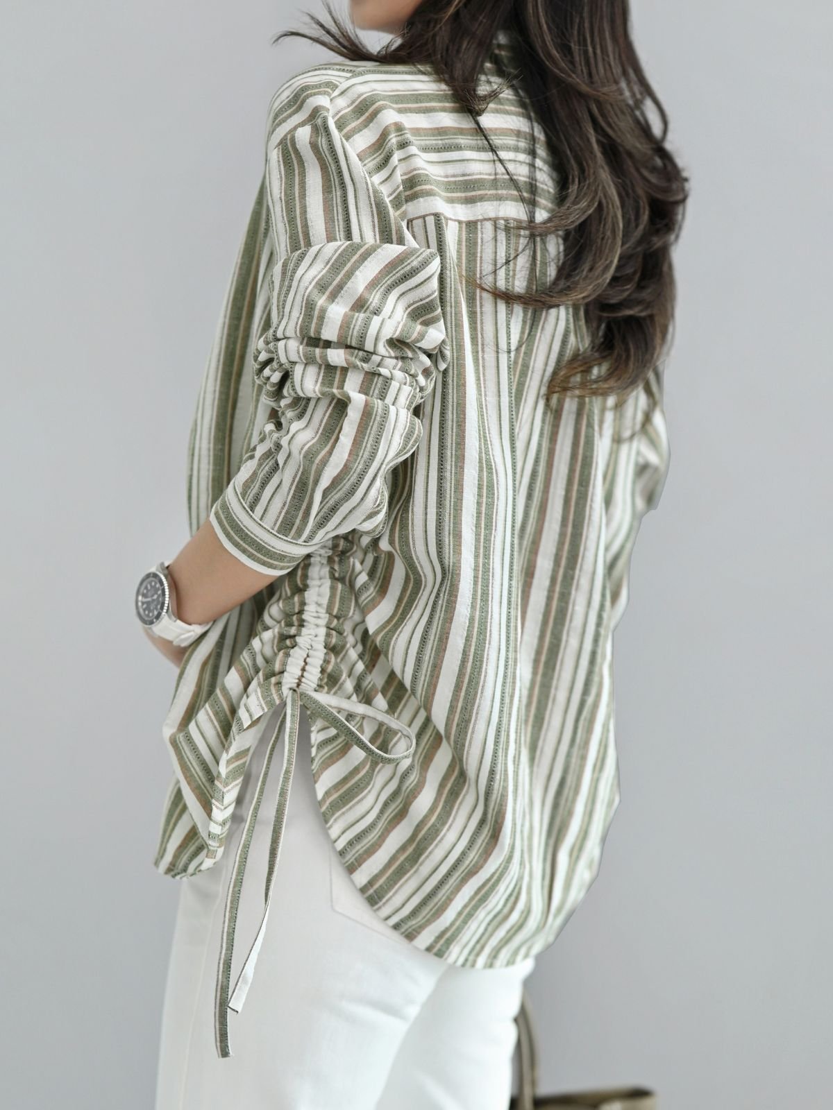 Summer Premium Stripe Linen Shirt - Gambar 4