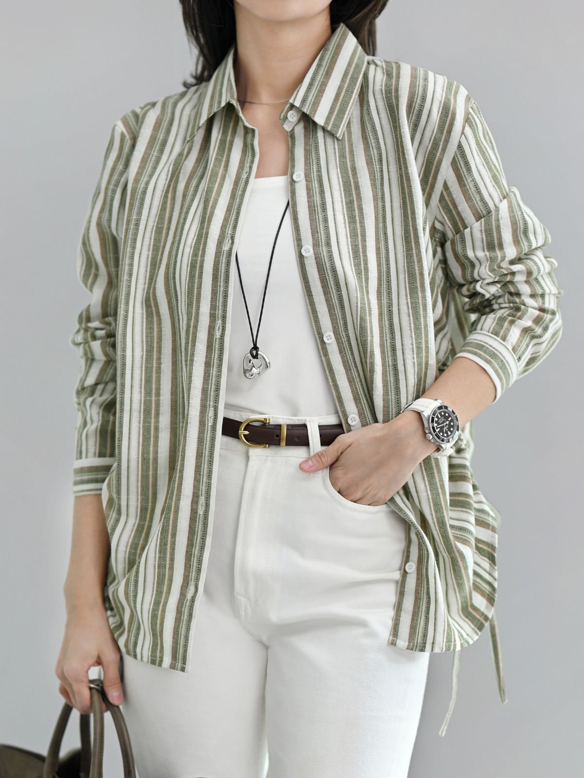 Summer Premium Stripe Linen Shirt - Gambar 5