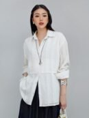 Tigris Tencel Stripe Shirt - White + Inner