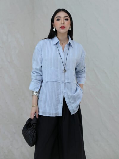 Tigris Tencel Stripe Shirt - Powder Blue (+Inner)