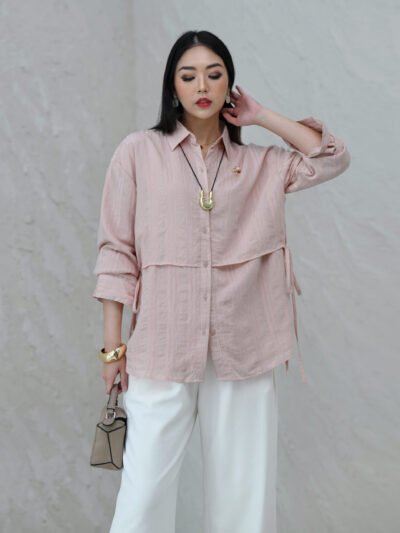 Tigris Tencel Stripe Shirt - Smoke Blush (+Inner)