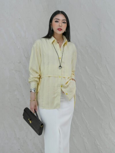 Tigris Tencel Stripe Shirt - Butter (+Inner)