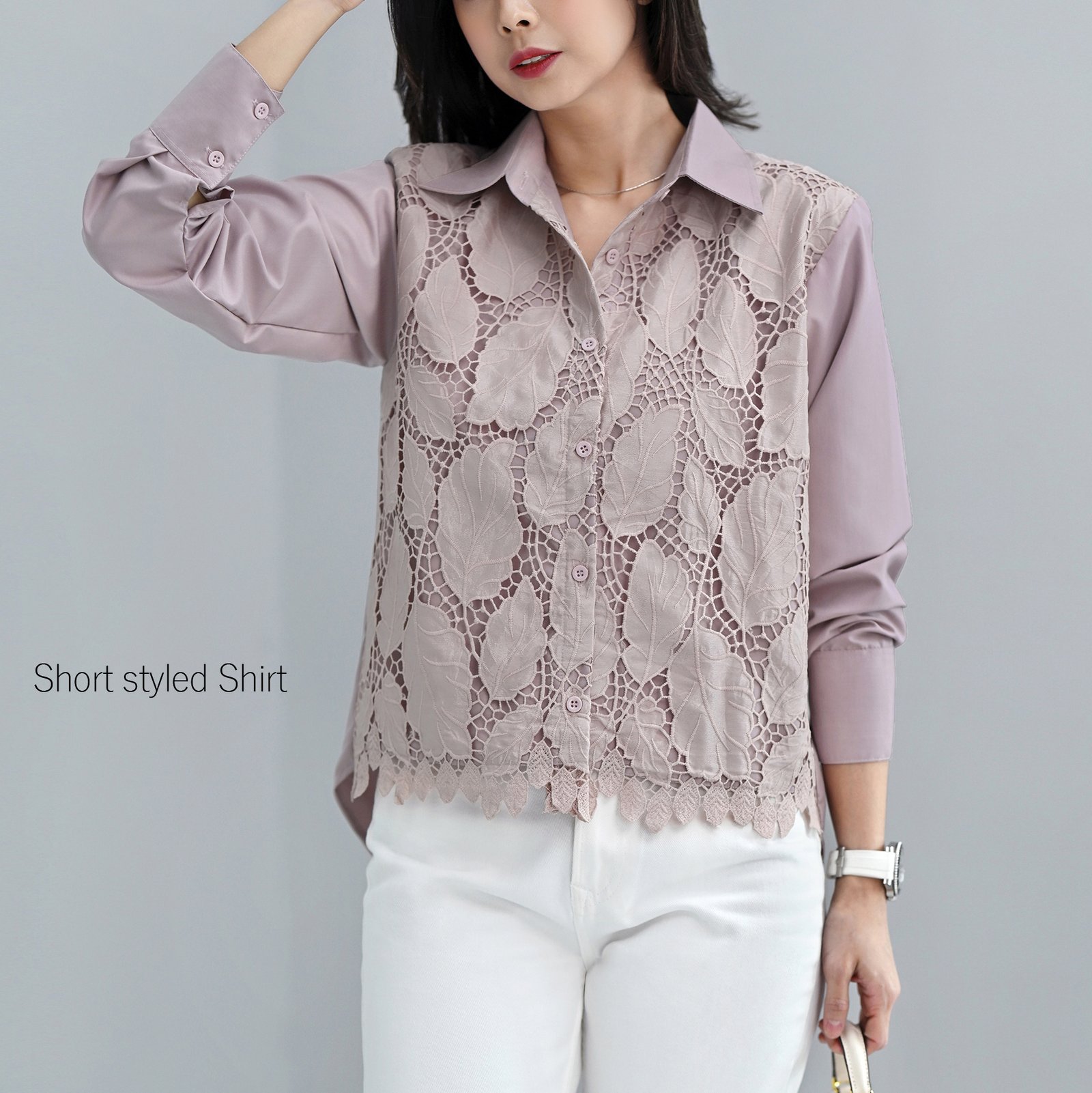Ivy Shirt Leaf Laser Embroidery Lace