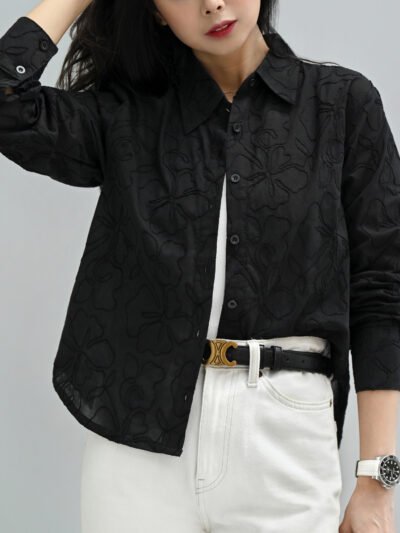 Ingrid Full Embroidery Fabric Soft & Comfortable - Black