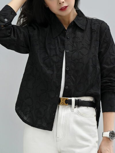 Ingrid Full Embroidery Fabric Soft & Comfortable - Black