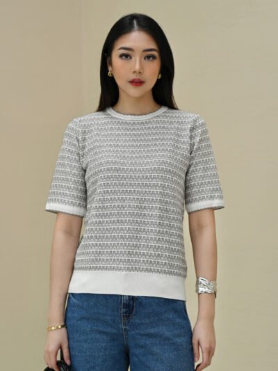Posh Knit Top - Soft Grey Lengan Pendek