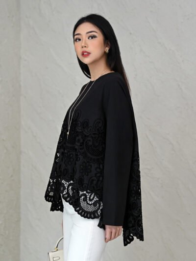 Solange Luxury Embroidery Top - Black