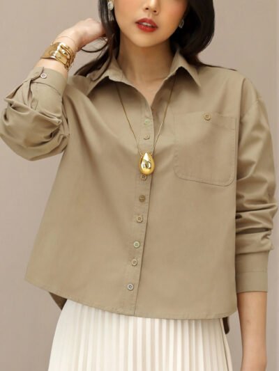 Taylor Unique Multicolor Button Shirt - Khaki Warm Sand