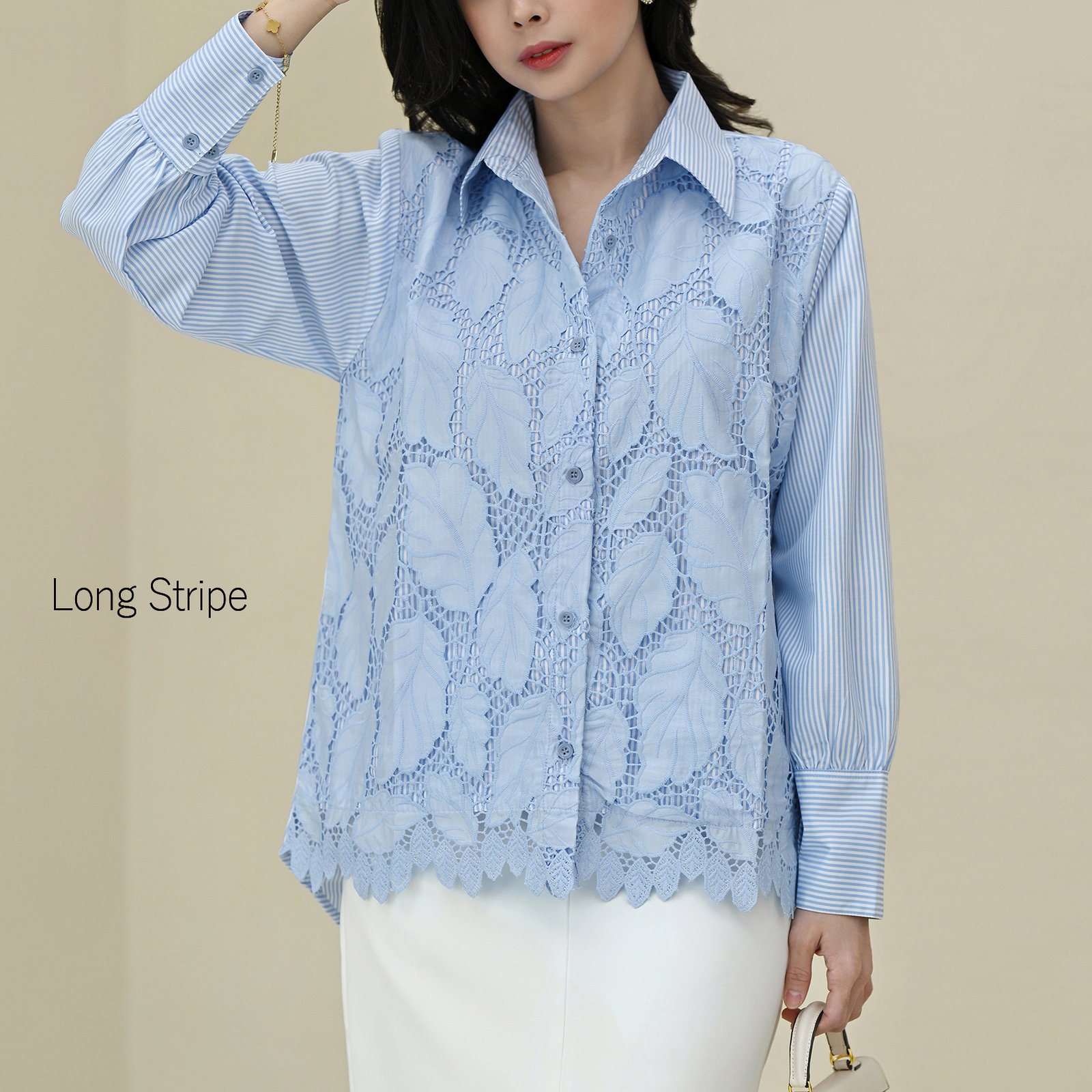 Ivy Shirt Leaf Laser Embroidery Lace - Gambar 4