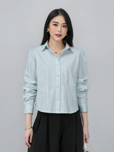 Manhattan in Check (Kotak) Comfort Fabric • Corliss - Calm Turquoise