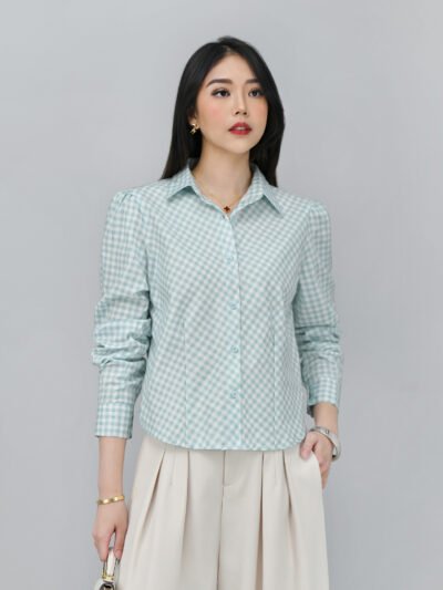 Manhattan in Check (Kotak) Comfort Fabric • Corliss - Calm Turquoise Medium