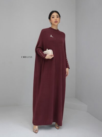 Auguste Premium Batwing Dress - Smoke Maroon