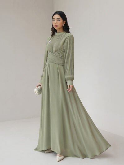 Velvia Dress - Smoke Avocado