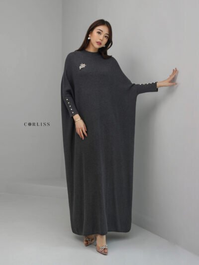 Auguste Premium Batwing Dress - Smoke Dark Grey