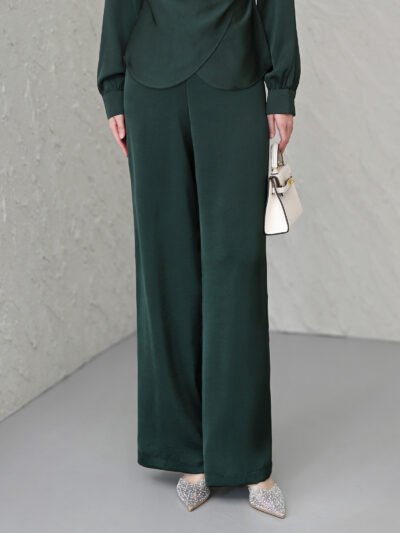 Vergara Relaxed Semi Satin Pants - Elegant Emerald