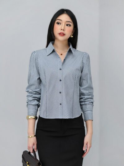 Manhattan in Check (Kotak) Comfort Fabric • Corliss - Denim/Navy