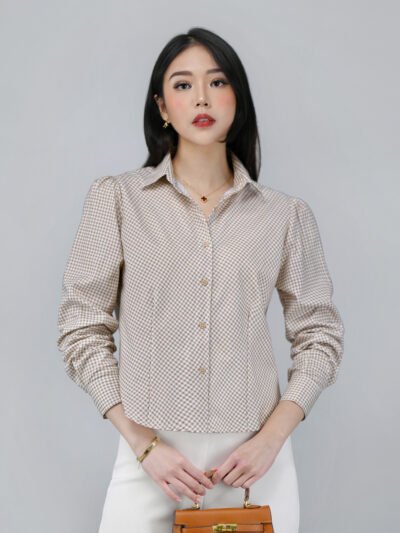 Manhattan in Check (Kotak) Comfort Fabric • Corliss - Office Latte