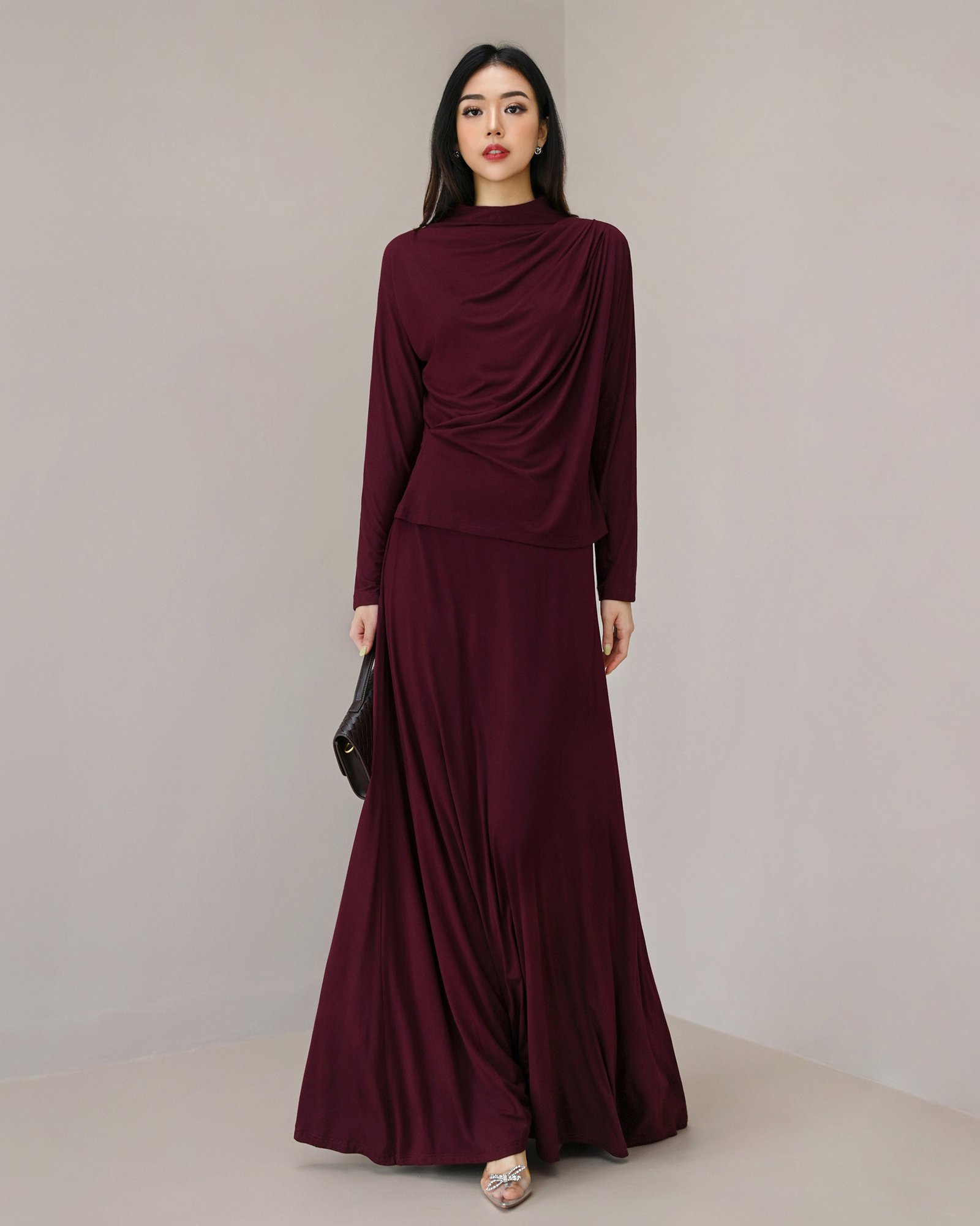 Caitlyn Set (Atasan & Rok) Viscose Kaos Comfort - Gambar 3