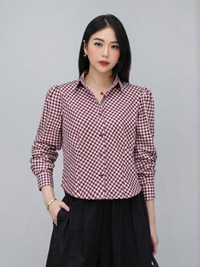 Manhattan in Check (Kotak) Comfort Fabric • Corliss - Wine Medium