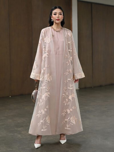 Paradis de Fleur Abaya Set 2026 • Corliss - Smoke Blush