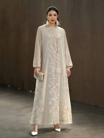 Paradis de Fleur Dress • Premium Corliss Raya 2026 - Beige Taupe