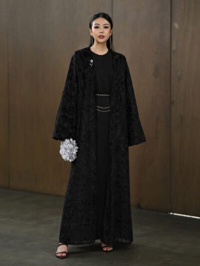 Parisian Glamorous Abaya Set • Corliss Raya Premium Series 2026 - Black