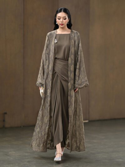 Von Louisa Premium Abaya Indonesian Style 2026 Raya Collection - Ash Brown Coffee