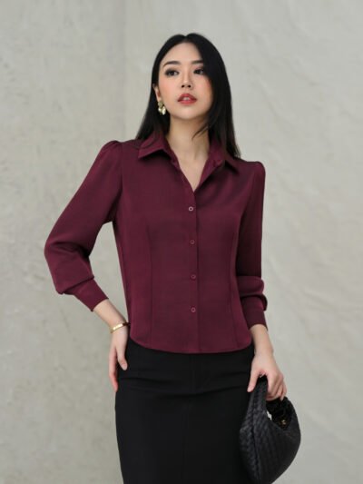 Manhattan in Premium Silk Tebal, Halus Bertekstur dan Anti Kusut - Elegant Wine