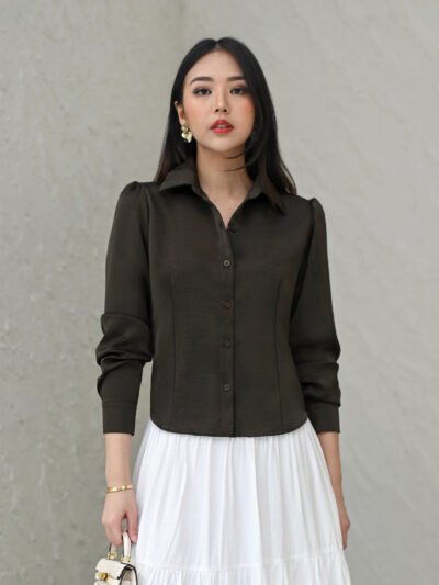 Manhattan in Premium Silk Tebal, Halus Bertekstur dan Anti Kusut - Midnight Espresso