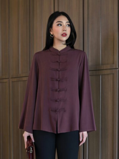 Orchard Cheongsam Plain Ultra Soft Linen - Smoke Wine