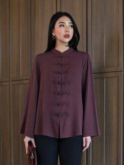 Orchard Cheongsam Plain Ultra Soft Linen - Smoke Wine