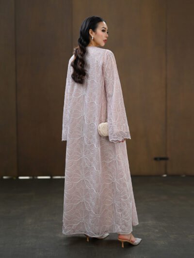 Summer Dahlia Abaya Beautiful n Premium Embroidery Lace - Outer Blush