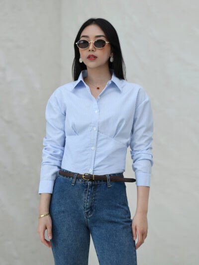 Accounting Shirt Crop Unique 100% Anti Lecek - Blue