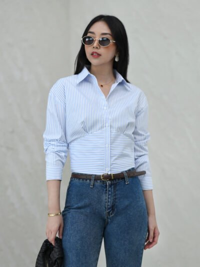 Accounting Shirt Crop Unique 100% Anti Lecek - Light Blue