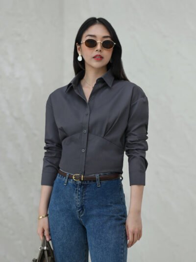 Accounting Shirt Crop Unique 100% Anti Lecek - Dark Grey